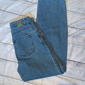 Empyre Blue Denim Jeans with Pink and Green Patch